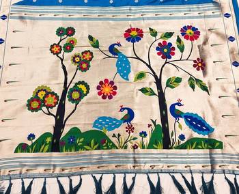 Blue Color Meenakari weawing border & Tessels attache Pethani silk saree d Work  3
