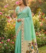 Light Sea Green Color Meenakari weawing border & Tessels attache Pethani silk saree d Work 