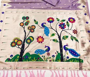 Lavender Color Meenakari weawing border & Tessels attache Pethani silk saree d Work  3