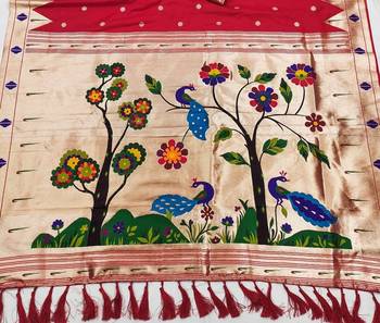 Red Color Meenakari weawing border & Tessels attache Pethani silk saree d Work  3