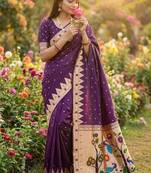 Purple Color Meenakari weawing border & Tessels attache Pethani silk saree d Work 