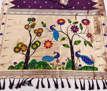 Purple Color Meenakari weawing border & Tessels attache Pethani silk saree d Work  3