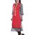 Red Hand Embroidered Rayon Kurta