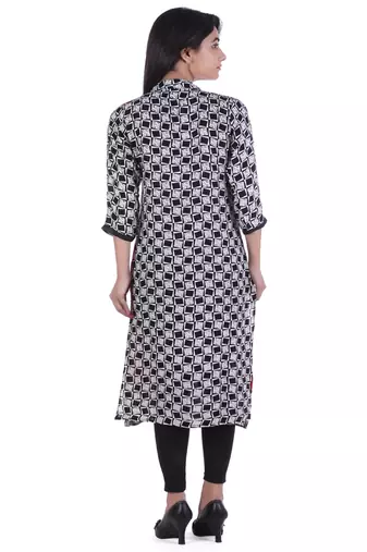 Red Hand Embroidered Rayon Kurta