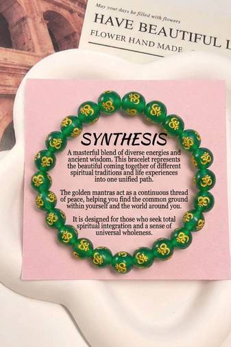 Green color om mani stone bracelet