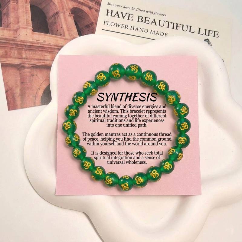 Green color om mani stone bracelet