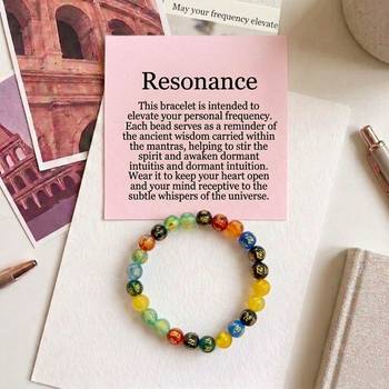 Multi color om mani padme hum stone bracelet 2