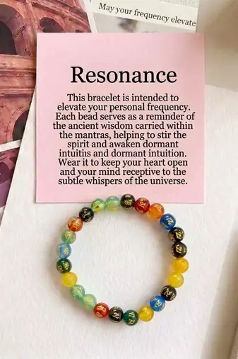 Multi color om mani padme hum stone bracelet