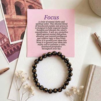 Black color om mani padme hum stone bracelet 2