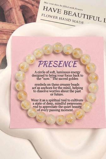 Rose white color om mani padme hum stone bracelet