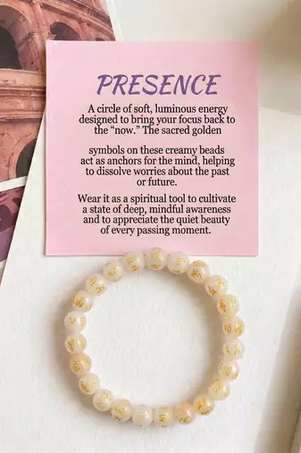Rose white color om mani padme hum stone bracelet
