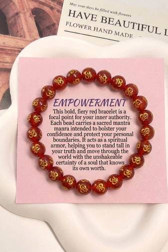 Red color om mani stone bracelet