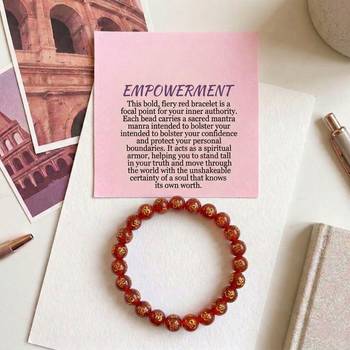 Red color om mani stone bracelet 2
