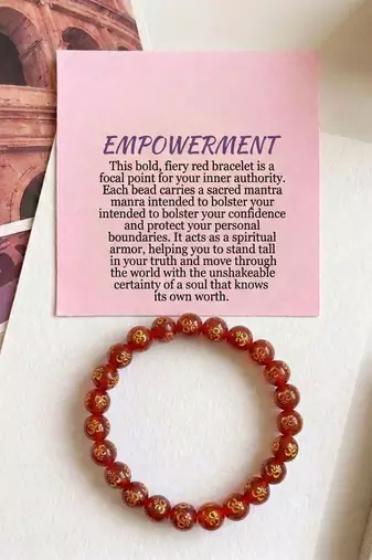 Red color om mani stone bracelet