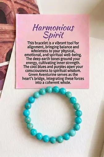 Turquoise blue color communication and good luck natural stone bracelet