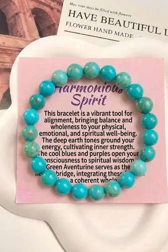 Turquoise blue color communication and good luck natural stone bracelet