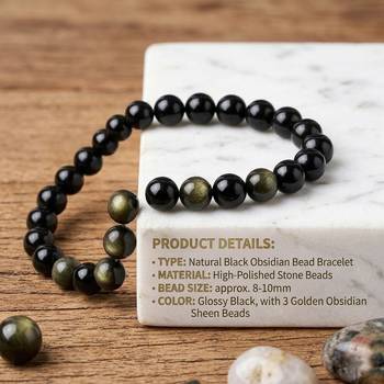 Golden black color golden obsidian natural stone bracelet 1