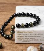 Golden black color golden obsidian natural stone bracelet