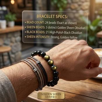 Golden black color golden obsidian natural stone bracelet 2