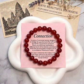 Red color onyx natural stone bracelet 1