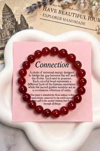 Red color onyx natural stone bracelet