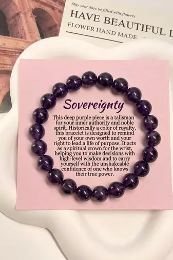 Purple color amethyst round stone bracelet