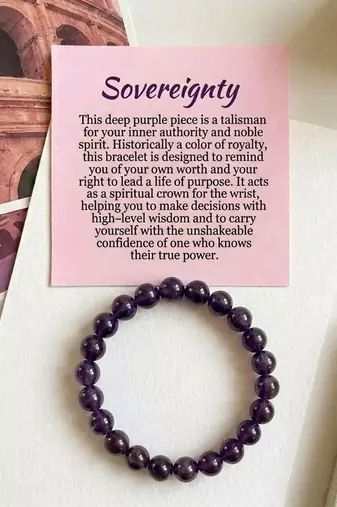 Purple color amethyst round stone bracelet