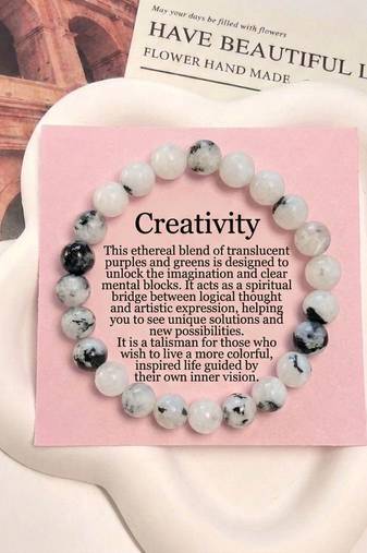 White & black color indian rainbow stone bracelet