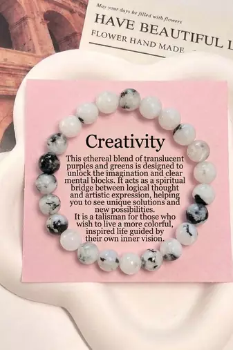 White & black color indian rainbow stone bracelet