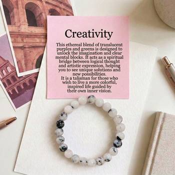 White & black color indian rainbow stone bracelet 2
