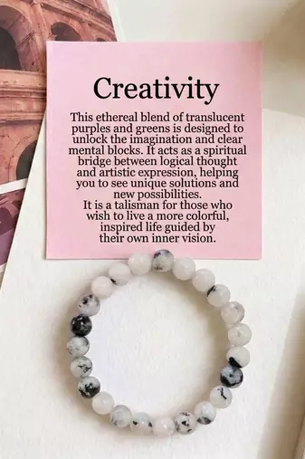 White & black color indian rainbow stone bracelet