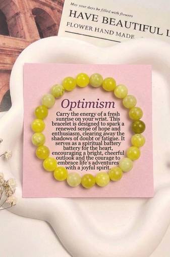 Yellow color serpentine stone bracelet