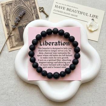 Black color lava stone bracelet 1