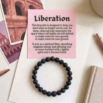 Black color lava stone bracelet 2