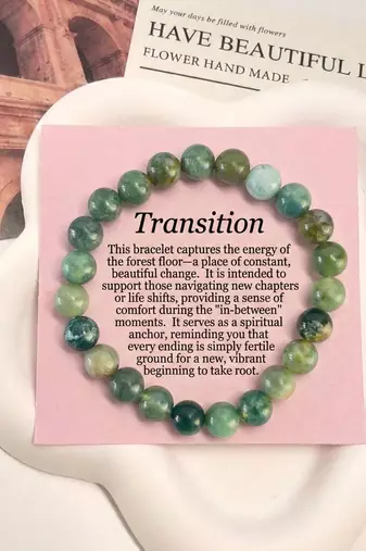 Green color moss agate stone bracelet