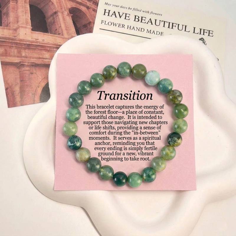 Green color moss agate stone bracelet