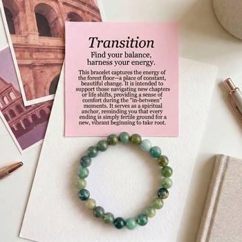 Green color moss agate stone bracelet 2
