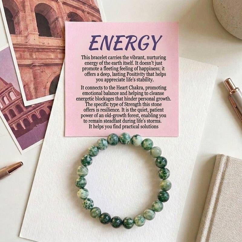 Green color tree agate stone bracelet