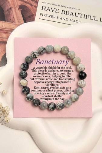 Grey color jasper stone bracelet