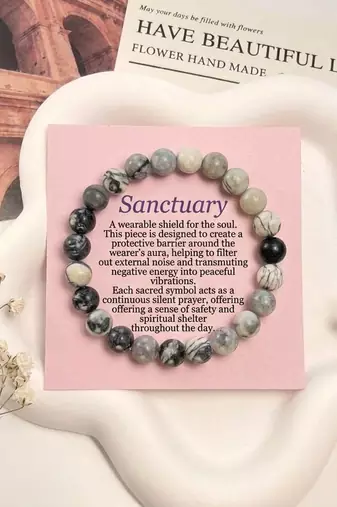 Grey color jasper stone bracelet