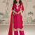Pink red embroidered georgette semi-stitch palazzo suit with dupatta
