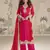 Pink red embroidered georgette semi-stitch palazzo suit with dupatta