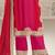 Pink red embroidered georgette semi-stitch palazzo suit with dupatta