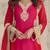 Pink red embroidered georgette semi-stitch palazzo suit with dupatta