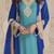 Blue embroidered georgette semi-stitch palazzo suit with dupatta