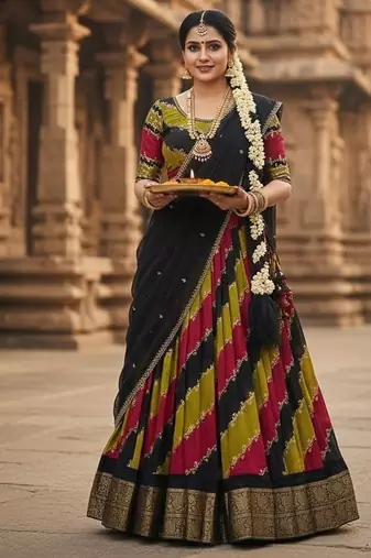 Soft Marchmellow Silk Foil Leheriya Print With Big Zari Weaving Border Lehenga Choli