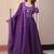 Charming Purple Bead Work Crushed Evening Wear Gown With Dupatta
