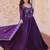 Charming Purple Bead Work Crushed Evening Wear Gown With Dupatta