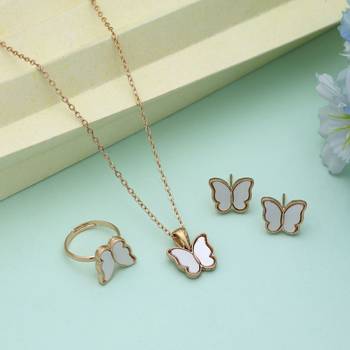 White color anti tarnish necklace set classic everyday wear 1
