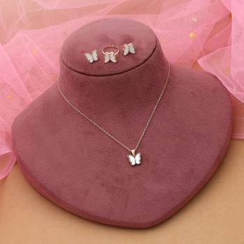 White color anti tarnish necklace set classic everyday wear 2
